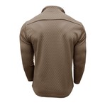 Diamond Pattern 1/4-Zip Long-Sleeve Pullover // Khaki (M)