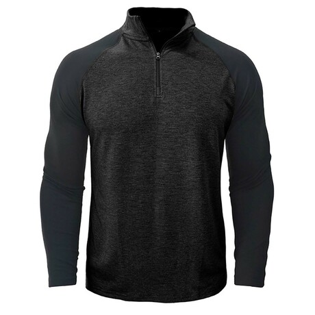 Raglan 1/4-Zip Long-Sleeve Pullover // Dark Gray + Black (XS)