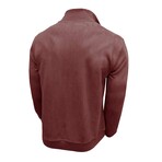Faux Suede 1/4-Zip Long-Sleeve Pullover // Bordo (S)