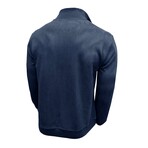 Faux Suede 1/4-Zip Long-Sleeve Pullover // Dark Blue (XS)