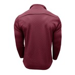 Diamond Pattern 1/4-Zip Long-Sleeve Pullover // Wine Red (S)