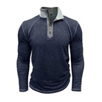 Melange 1/4-Zip Long-Sleeve Pullover // Dark Blue (S)