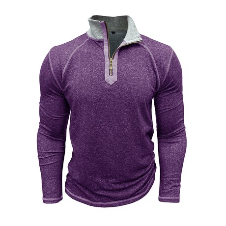 Melange 1/4-Zip Long-Sleeve Pullover // Purple (XS)