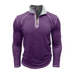 Melange 1/4-Zip Long-Sleeve Pullover // Purple (XS)