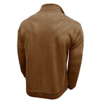 Faux Suede 1/4-Zip Long-Sleeve Pullover // Khaki (XS)