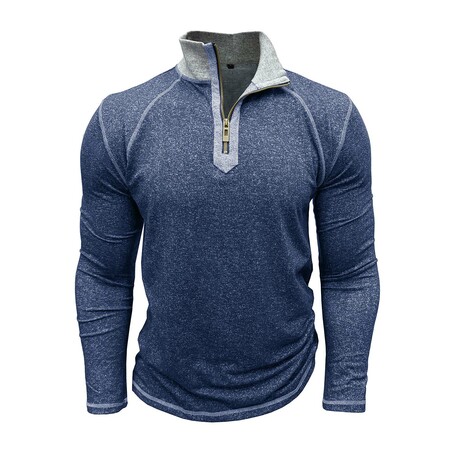 Melange 1/4-Zip Long-Sleeve Pullover // Denim Blue (XS)