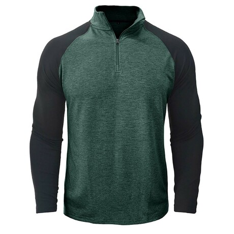 Raglan 1/4-Zip Long-Sleeve Pullover // Green + Black (XS)