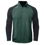 Raglan 1/4-Zip Long-Sleeve Pullover // Green + Black (XS)