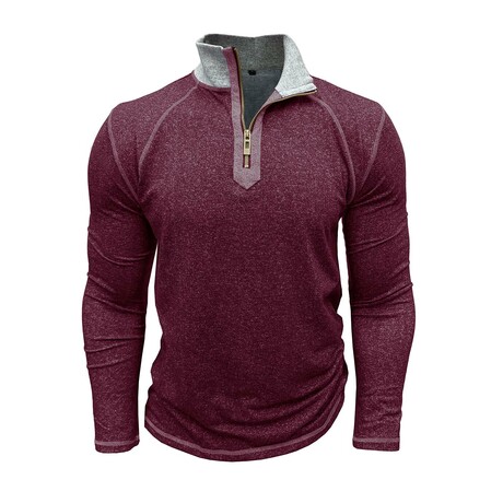 Melange 1/4-Zip Long-Sleeve Pullover // Bordo (XS)