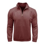 Faux Suede 1/4-Zip Long-Sleeve Pullover // Bordo (S)