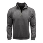 Faux Suede 1/4-Zip Long-Sleeve Pullover // Gray (XS)