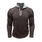 Melange 1/4-Zip Long-Sleeve Pullover // Brown (XS)