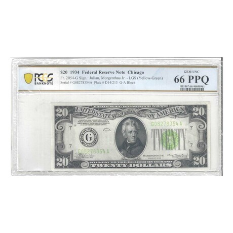 1934 $ 20 Federal Reserve Chicago PCGS 66 # 354