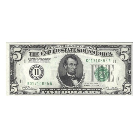 1928 $ 5 Federal Reserve # 11 Dallas # 655