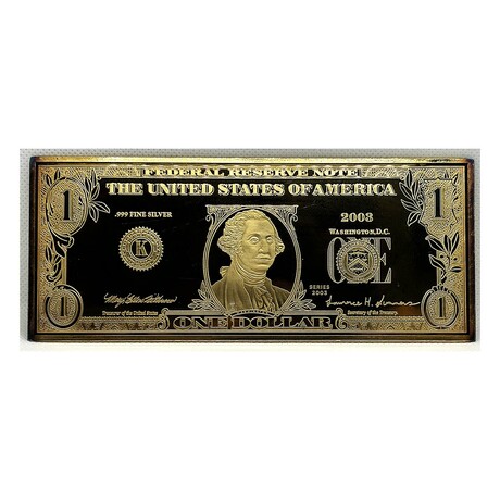 2003 $ 1 Federal Reserve 4 Ounce Silver Gold colored Bar