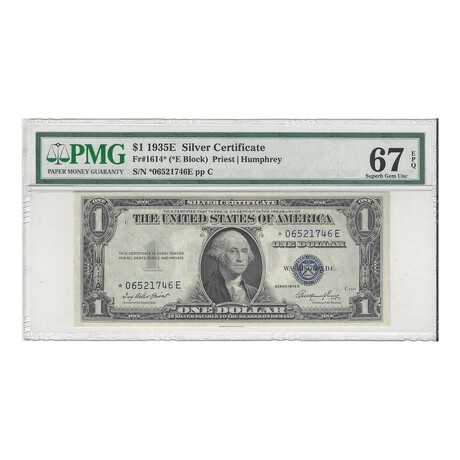 1935 E STAR  $ 1 Silver Certificate PMG 67 # 746