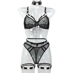 Obsession Strapped 4 Piece Black Lingerie Set // Black (M)