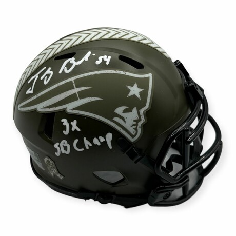 Tedi Bruschi // NE Patriots // Signed Salute To Service Mini Helmet