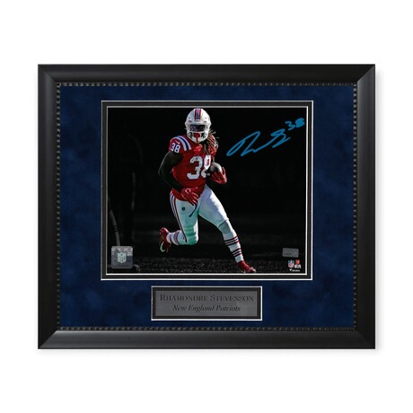 Rhamondre Stevenson // NE Patriots // Signed Photo + Framed // Red