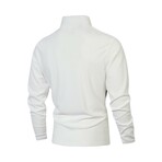 1/4-Zip High Neck Long-Sleeve Block T-Shirt // White + Gray + Black (S)