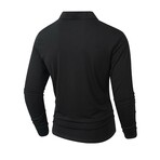 1/4-Zip Long-Sleeve Block T-Shirt // Black + Beige + Gray (XL)