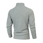 1/4-Zip High Neck Long-Sleeve Block T-Shirt // Gray + Black + White (XS)