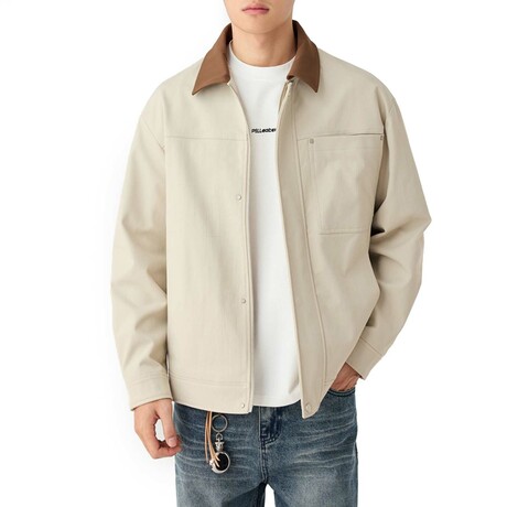 Zip-Up Collar Detail Jacket // Apricot (XS)