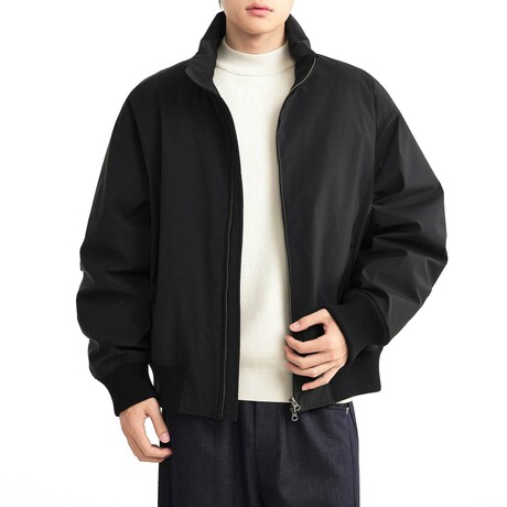 Zip-Up High Neck Bomber Jacket // Black (XS)