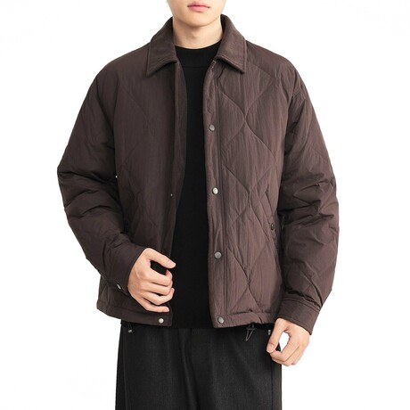 Button-Up Diamond Quilted Jacket // Dark Coffee (XS)