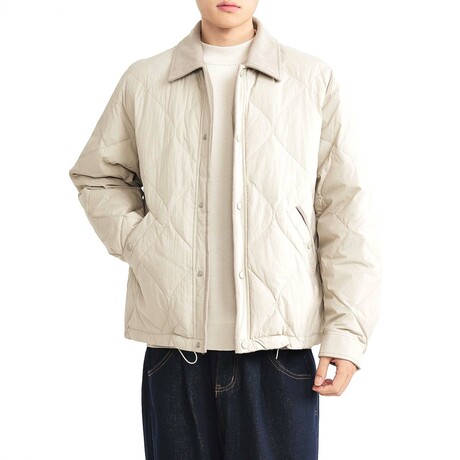 Button-Up Diamond Quilted Jacket // Champagne (XS)