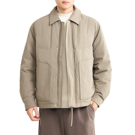Button-Up Quilted Jacket // Gray Khaki (XS)