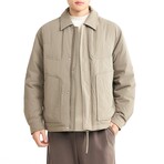 Button-Up Quilted Jacket // Gray Khaki (XS)