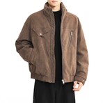 Zip-Up High Neck w/ Front Pockets Jacket // Brown (XS)