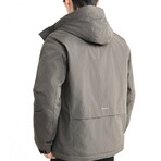 Zip-Up Hooded Jacket // Gray Green (XL)