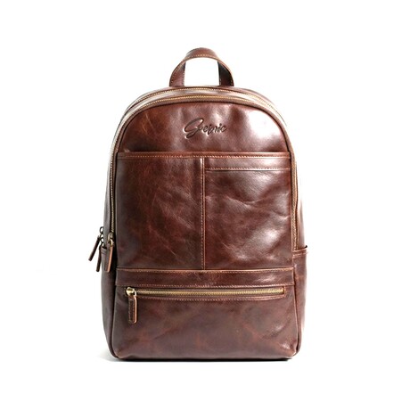 26 Premium Leather Backpack // Brown
