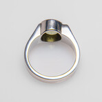 Genuine Green Tourmaline Gemstone Sterling Silver Men's Ring // Size 7 // v.2