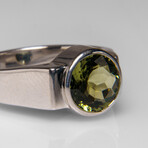 Genuine Green Tourmaline Gemstone Sterling Silver Men's Ring // Size 7 // v.2