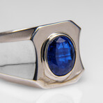 Genuine Kyanite Gemstone Sterling Silver Men's Ring (Size 10.5)