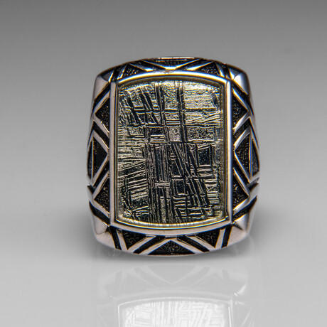 Genuine Seymchan Meteorite Ring in Sterling Silver (7 3/4)
