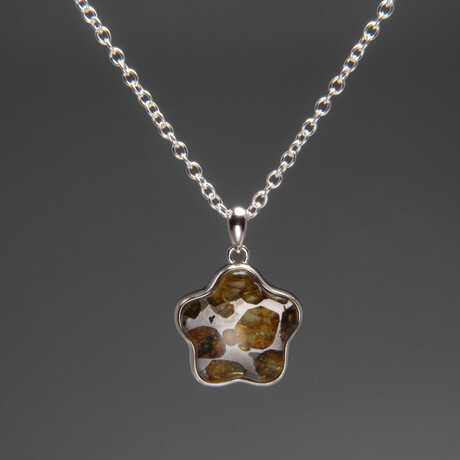 Sericho Pallasite Meteorite Pendant (5 grams) with 18" Sterling Silver Chain