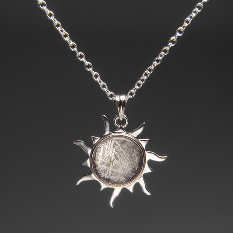 Muonionalusta Meteorite Round Pendant (7 grams) with 18" Sterling Silver Chain