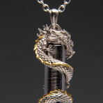 Muonionalusta Meteorite Dragon Pendant with 18" Sterling Silver Chain