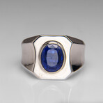 Genuine Kyanite Gemstone Sterling Silver Men's Ring (Size 10.5)