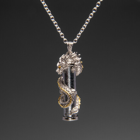 Muonionalusta Meteorite Dragon Pendant with 18" Sterling Silver Chain