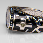 Genuine Seymchan Meteorite Ring in Sterling Silver