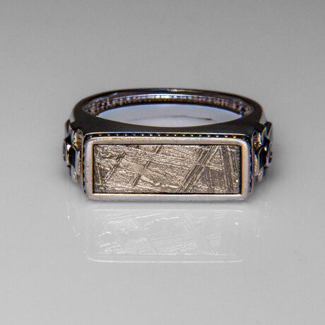 Genuine Seymchan Meteorite Ring in Sterling Silver (Size 10)