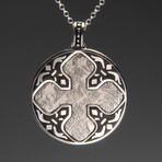 Genuine Muonionalusta Meteorite Cross Pendant (11 grams) with 18" Sterling Silver Necklace