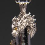 Muonionalusta Meteorite Dragon Pendant with 18" Sterling Silver Chain