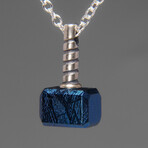 Muonionalusta Meteorite Hammer Pendant with 18" Sterling Silver Chain