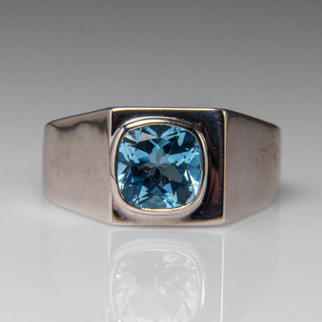 Genuine Topaz Sterling Silver Men's Ring (Size 10.5)